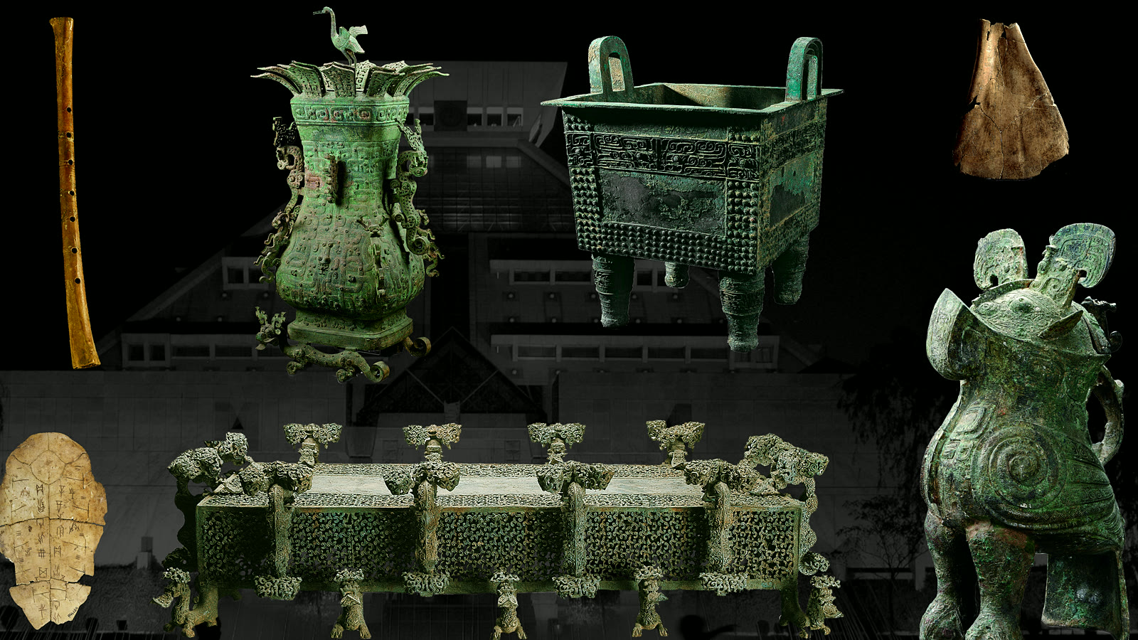 Henan Museum building and major archaeological collections in Zhengzhou, China