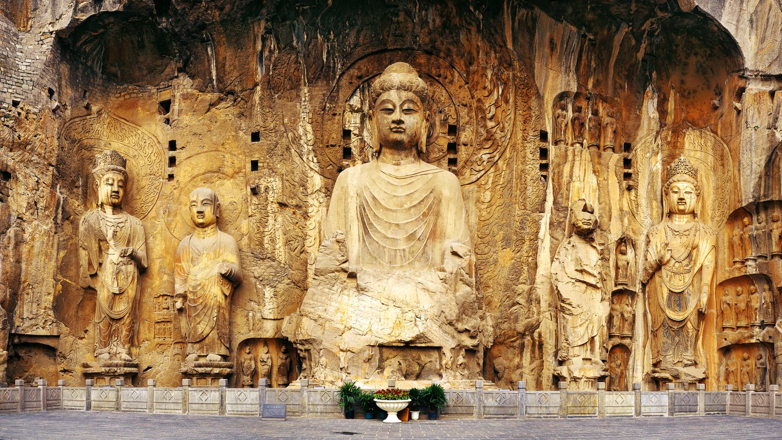 Fengxian Temple Cave statues at Longmen Grottoes in Luoyang, Henan