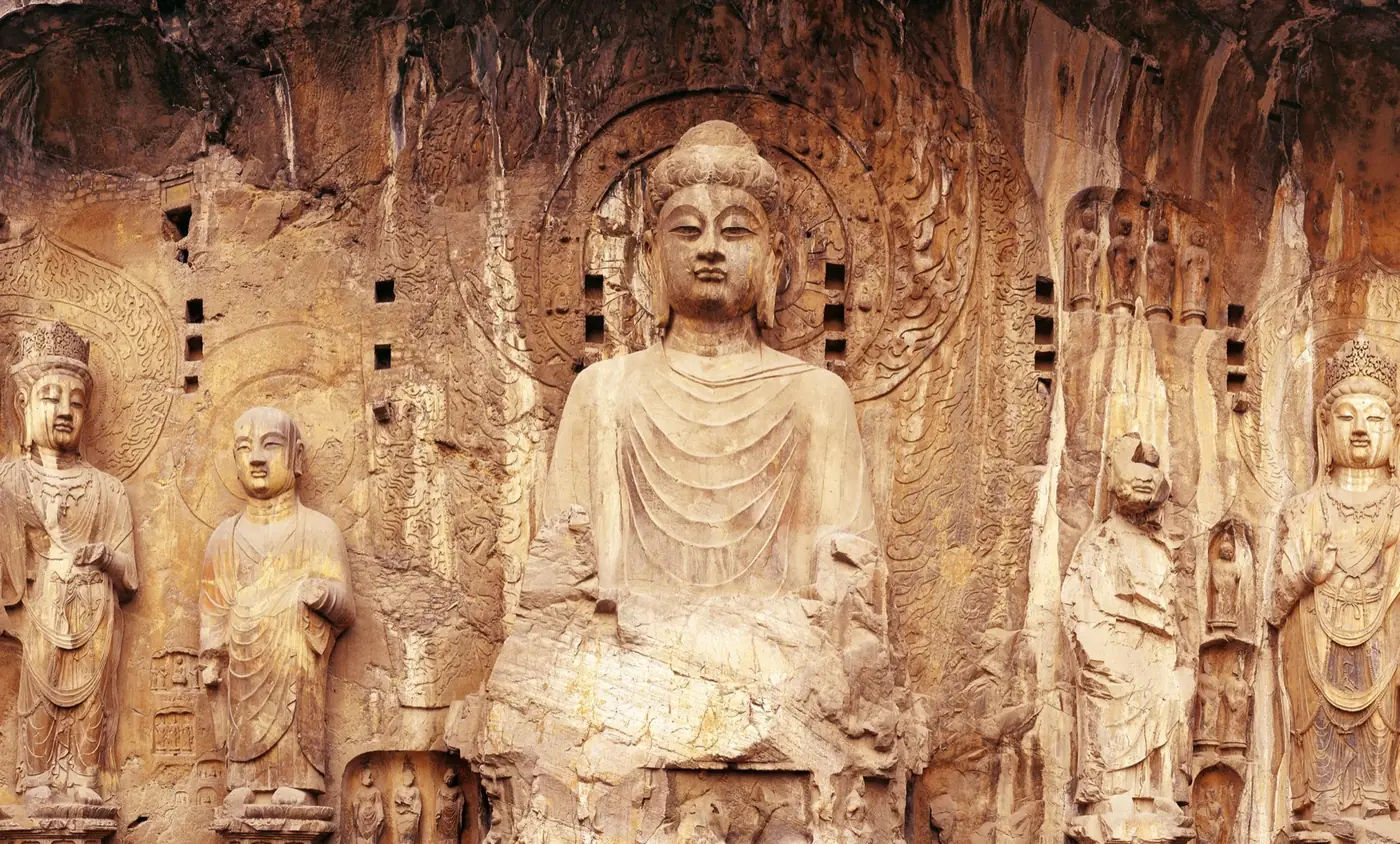 Longmen Grottoes cliffs and Buddhist art in Luoyang, Henan