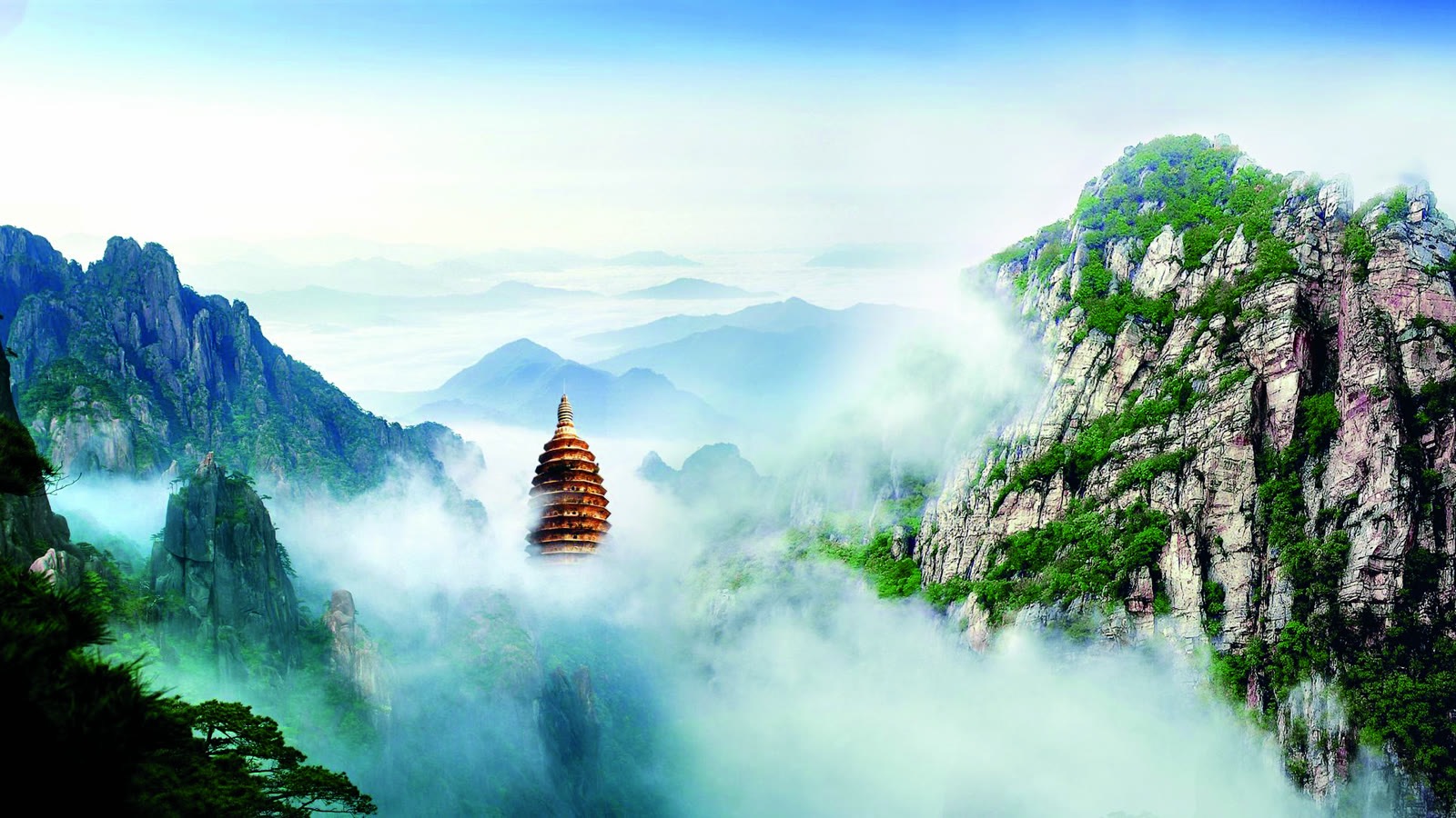 Mount Song mountain scenery and pagoda landscape in Dengfeng, Henan